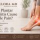 Illustration showing plantar fasciitis and ankle pain caused by altered foot mechanics